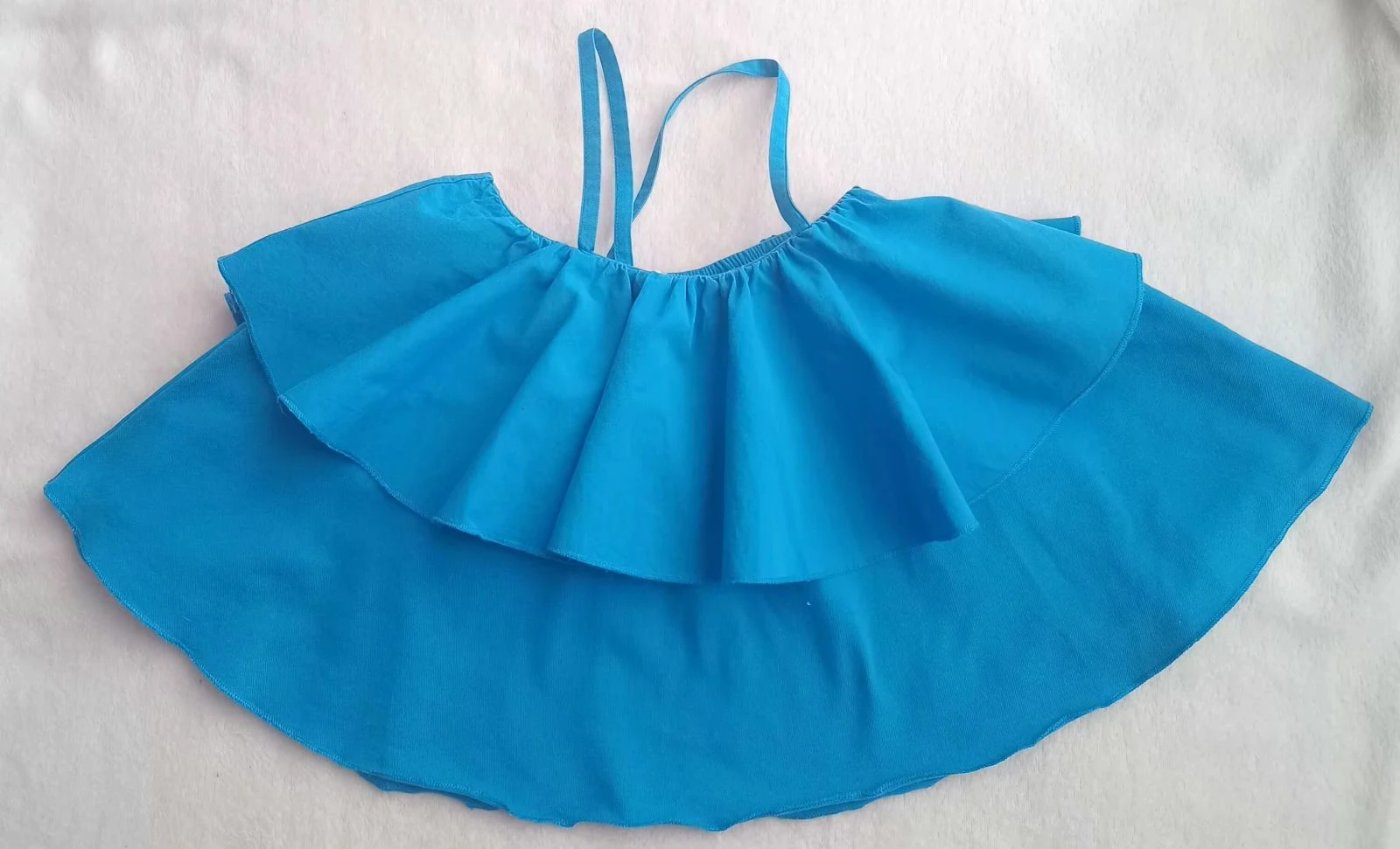 Crop top bleu rare-100% coton ,volants